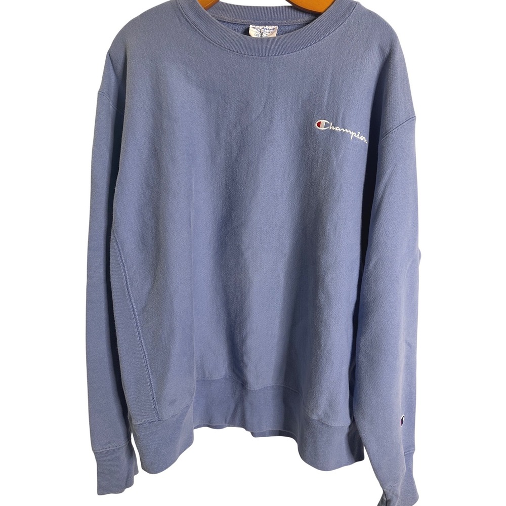 CHAMPION XL Reverse Weave Sweatshirt Blue Crewneck Mens Pullover GF70 Logo